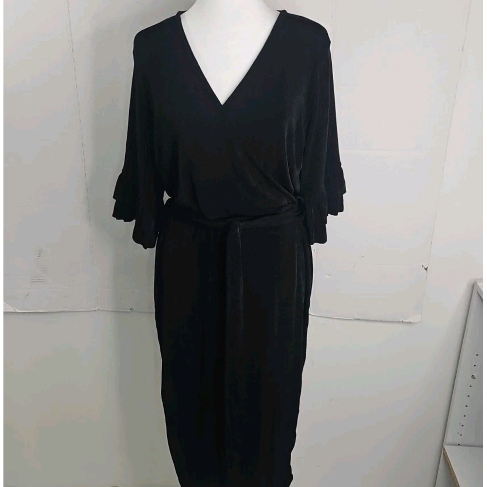 Lost Ink Women's Black V-neck Long‎ Ruffle Sleeves Size XL NWT'S